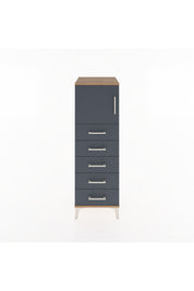 Hyperion Dolap Tek Raflı 5 Çekmeceli Tek Kapaklı 44x44x134 Çam-Antrasit