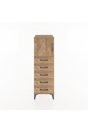 Hyperion Dolap Tek Raflı 5 Çekmeceli Tek Kapaklı 44x44x134 Çam-Çam