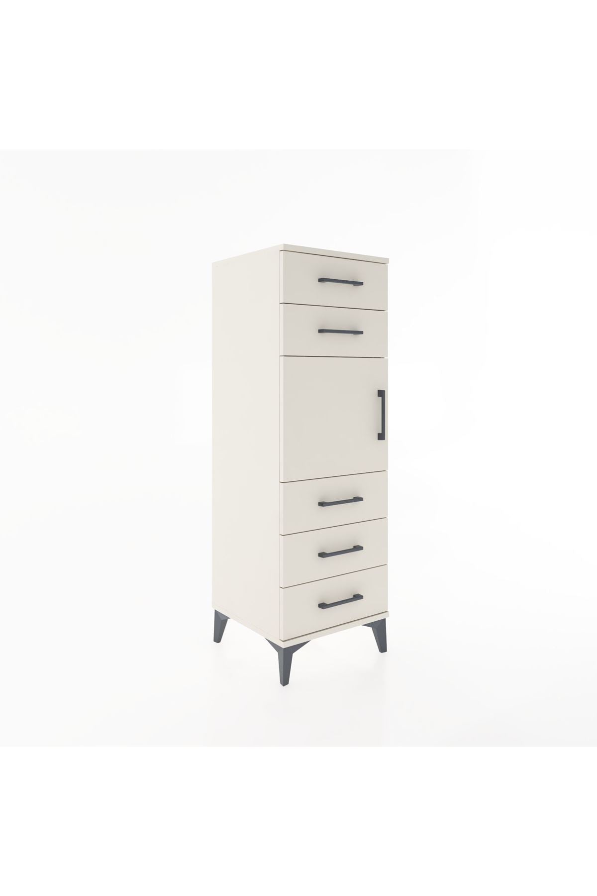 Hyperion Dolap Tek Raflı 5 Çekmeceli Tek Kapaklı 44x44x134 Aytaşı-Aytaşı