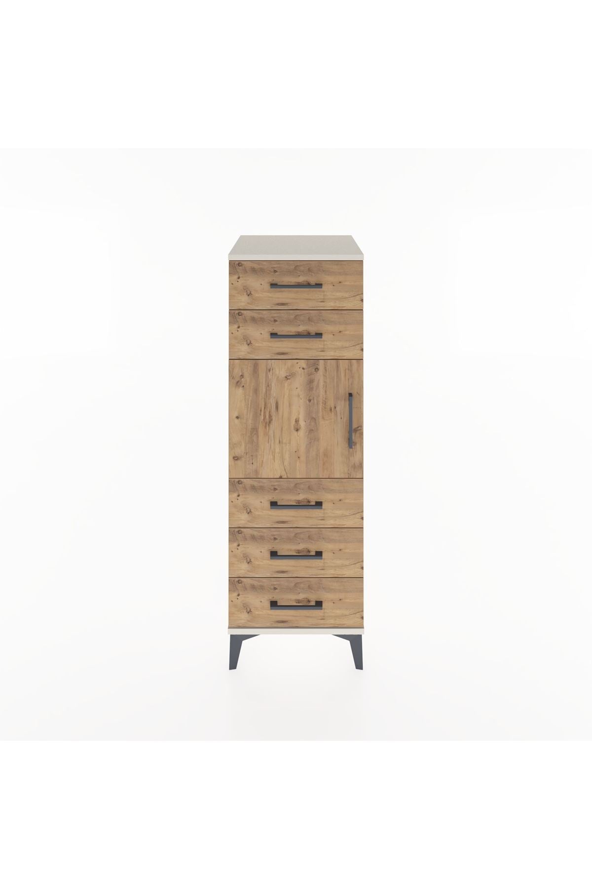 Hyperion Dolap Tek Raflı 5 Çekmeceli Tek Kapaklı 44x44x134 Aytaşı-Çam