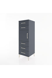 Hyperion Dolap Tek Raflı 5 Çekmeceli Tek Kapaklı 44x44x134 Antrasit-Antrasit