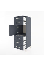 Hyperion Dolap Tek Raflı 5 Çekmeceli Tek Kapaklı 44x44x134 Antrasit-Antrasit