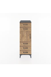 Hyperion Dolap Tek Raflı 5 Çekmeceli Tek Kapaklı 44x44x134 Antrasit-Çam