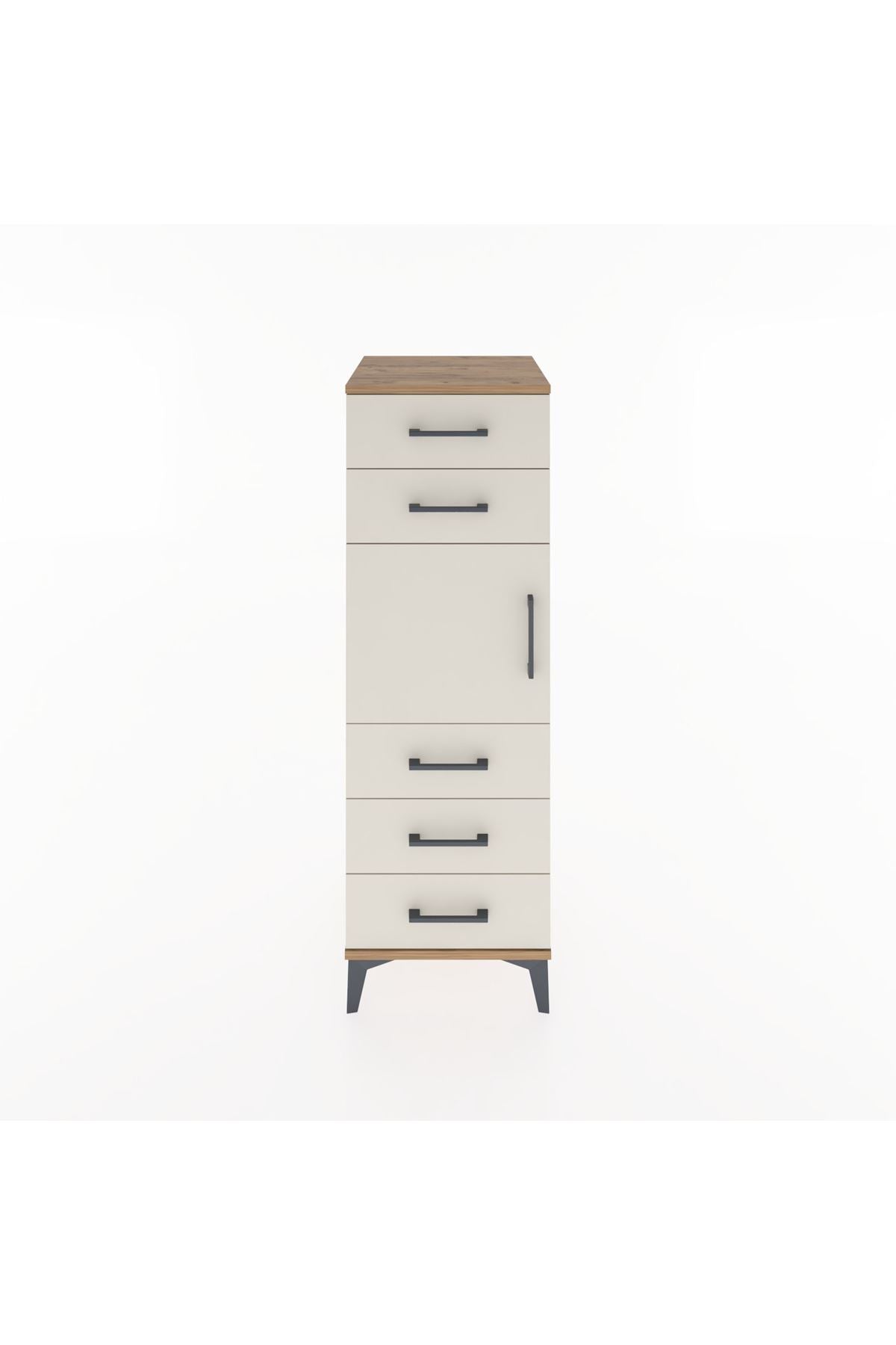 Hyperion Dolap Tek Raflı 5 Çekmeceli Tek Kapaklı 44x44x134 Çam-Aytaşı