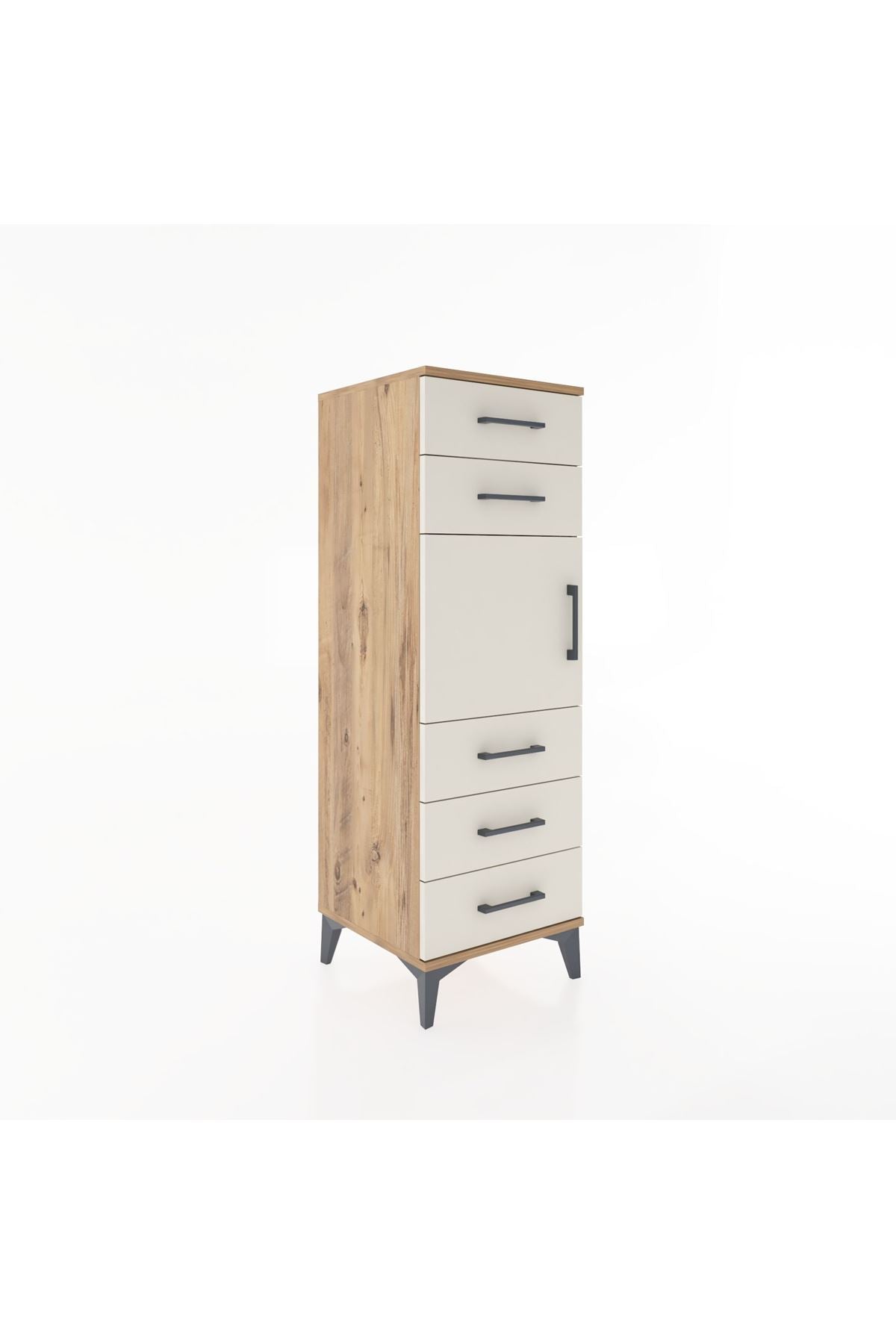 Hyperion Dolap Tek Raflı 5 Çekmeceli Tek Kapaklı 44x44x134 Çam-Aytaşı