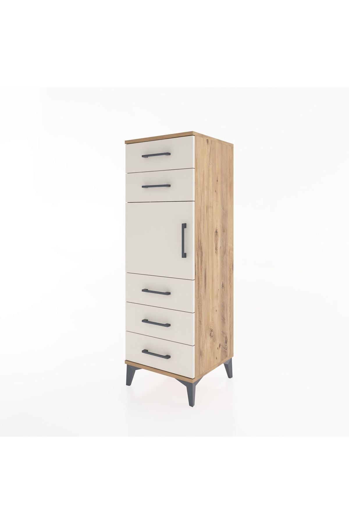 Hyperion Dolap Tek Raflı 5 Çekmeceli Tek Kapaklı 44x44x134 Çam-Aytaşı