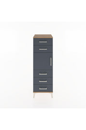 Hyperion Dolap Tek Raflı 5 Çekmeceli Tek Kapaklı 44x44x134 Çam-Antrasit