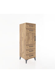 Hyperion Dolap Tek Raflı 5 Çekmeceli Tek Kapaklı 44x44x134 Çam-Çam