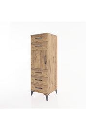 Hyperion Dolap Tek Raflı 5 Çekmeceli Tek Kapaklı 44x44x134 Çam-Çam