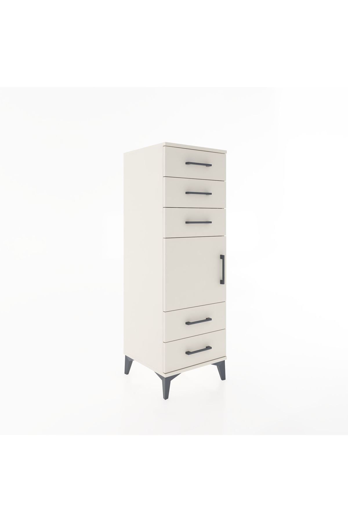 Hyperion Dolap Tek Raflı 5 Çekmeceli Tek Kapaklı 44x44x134 Aytaşı-Aytaşı