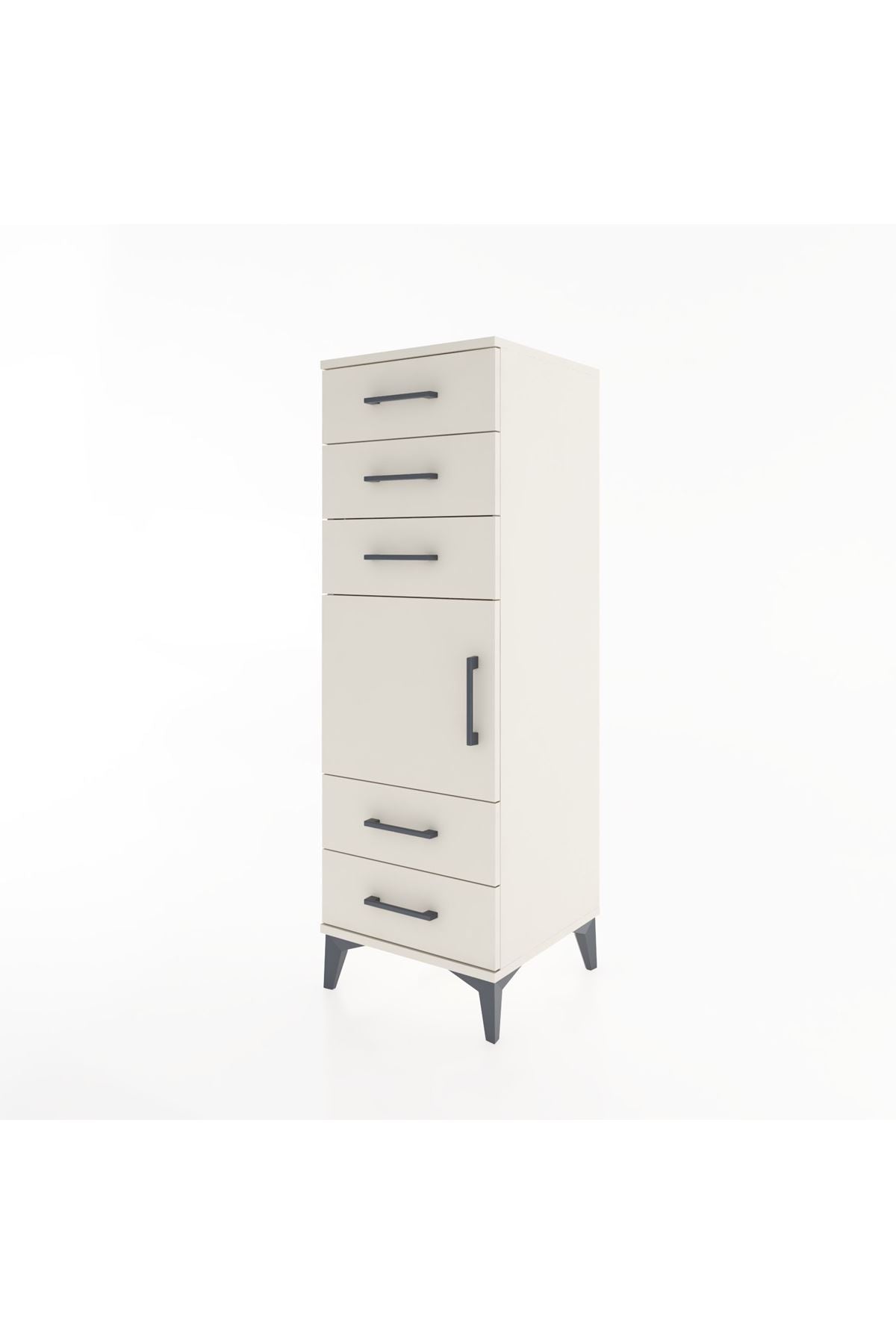 Hyperion Dolap Tek Raflı 5 Çekmeceli Tek Kapaklı 44x44x134 Aytaşı-Aytaşı