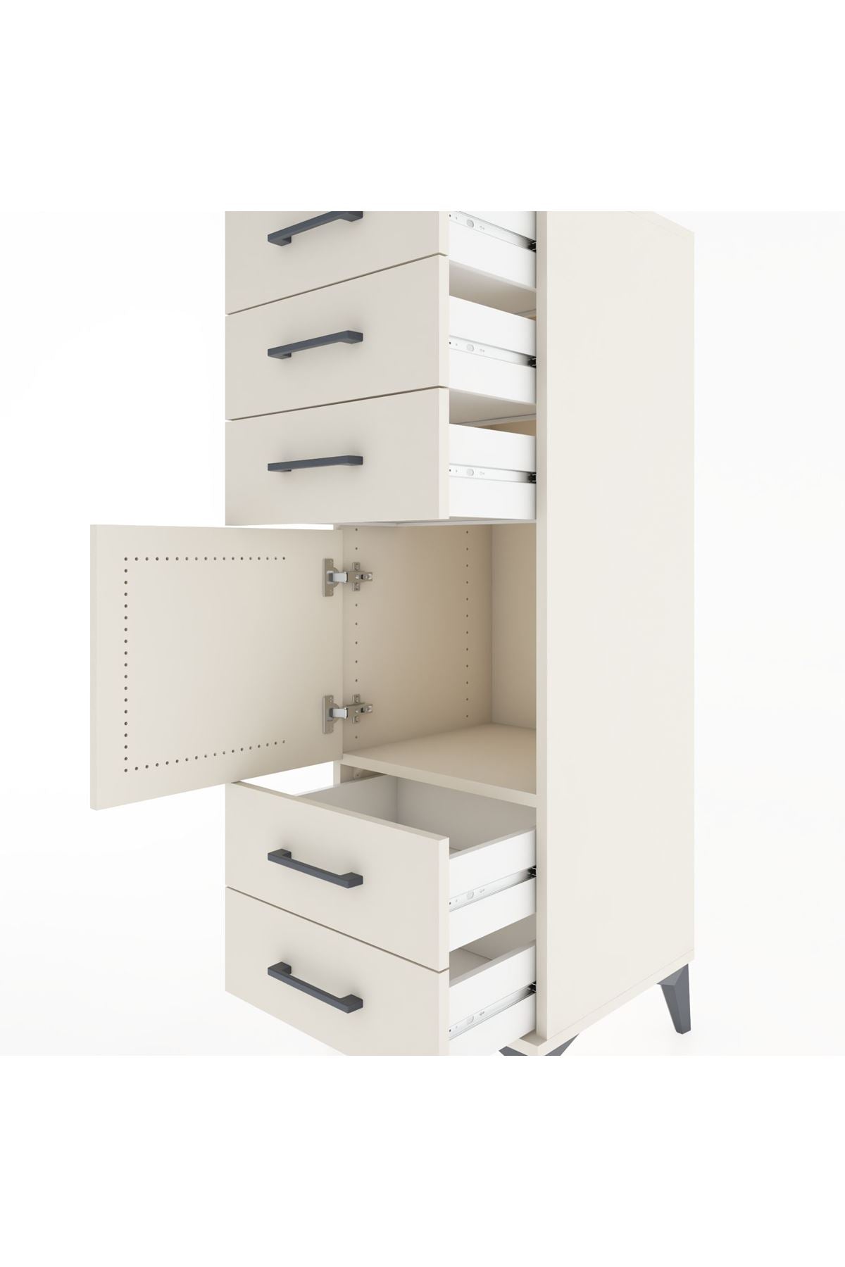 Hyperion Dolap Tek Raflı 5 Çekmeceli Tek Kapaklı 44x44x134 Aytaşı-Aytaşı