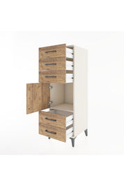 Hyperion Dolap Tek Raflı 5 Çekmeceli Tek Kapaklı 44x44x134 Aytaşı-Çam