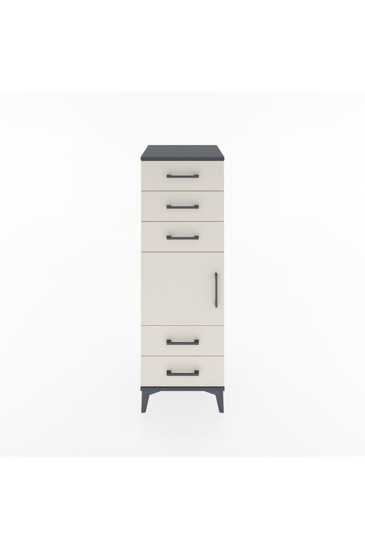 Hyperion Dolap Tek Raflı 5 Çekmeceli Tek Kapaklı 44x44x134 Antrasit-Aytaşı