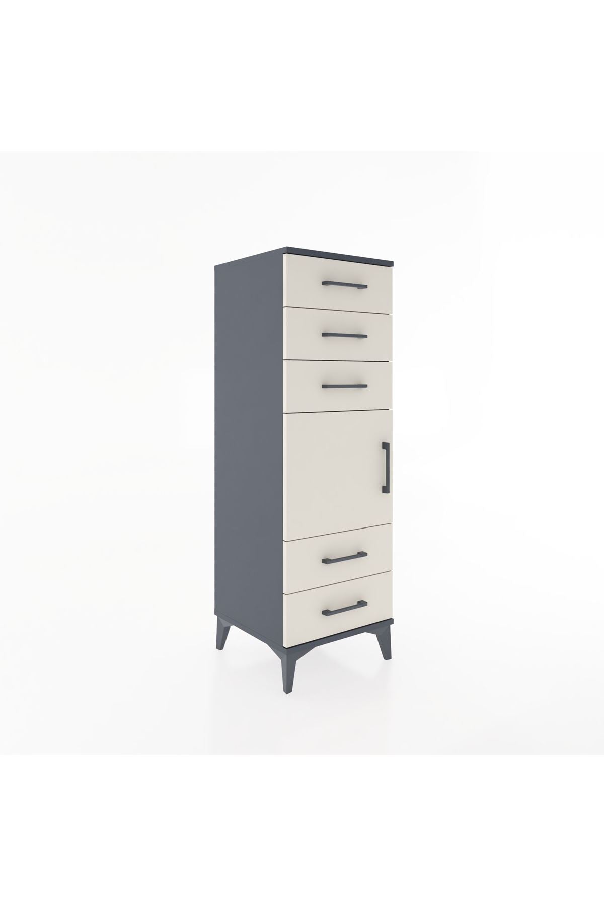 Hyperion Dolap Tek Raflı 5 Çekmeceli Tek Kapaklı 44x44x134 Antrasit-Aytaşı