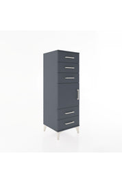 Hyperion Dolap Tek Raflı 5 Çekmeceli Tek Kapaklı 44x44x134 Antrasit-Antrasit