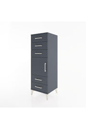 Hyperion Dolap Tek Raflı 5 Çekmeceli Tek Kapaklı 44x44x134 Antrasit-Antrasit