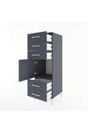 Hyperion Dolap Tek Raflı 5 Çekmeceli Tek Kapaklı 44x44x134 Antrasit-Antrasit