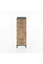 Hyperion Dolap Tek Raflı 5 Çekmeceli Tek Kapaklı 44x44x134 Antrasit-Çam