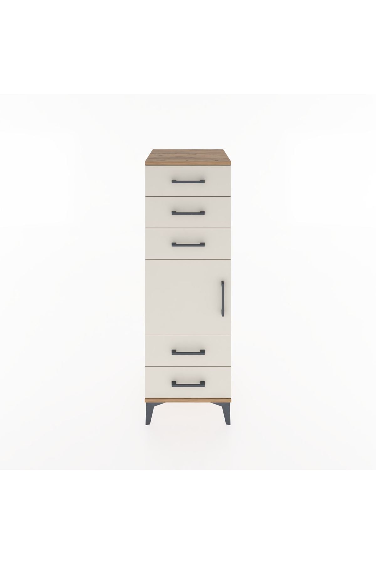 Hyperion Dolap Tek Raflı 5 Çekmeceli Tek Kapaklı 44x44x134 Çam-Aytaşı