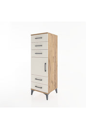 Hyperion Dolap Tek Raflı 5 Çekmeceli Tek Kapaklı 44x44x134 Çam-Aytaşı
