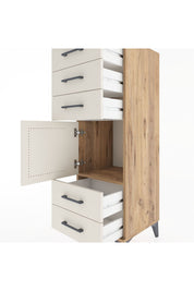 Hyperion Dolap Tek Raflı 5 Çekmeceli Tek Kapaklı 44x44x134 Çam-Aytaşı