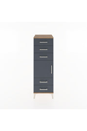 Hyperion Dolap Tek Raflı 5 Çekmeceli Tek Kapaklı 44x44x134 Çam-Antrasit