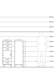Hyperion Dolap Tek Raflı 5 Çekmeceli Tek Kapaklı 44x44x134 Çam-Antrasit