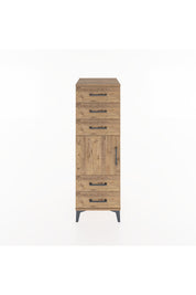 Hyperion Dolap Tek Raflı 5 Çekmeceli Tek Kapaklı 44x44x134 Çam-Çam