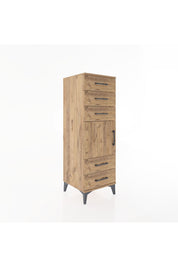 Hyperion Dolap Tek Raflı 5 Çekmeceli Tek Kapaklı 44x44x134 Çam-Çam