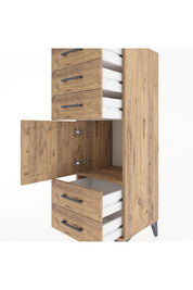 Hyperion Dolap Tek Raflı 5 Çekmeceli Tek Kapaklı 44x44x134 Çam-Çam