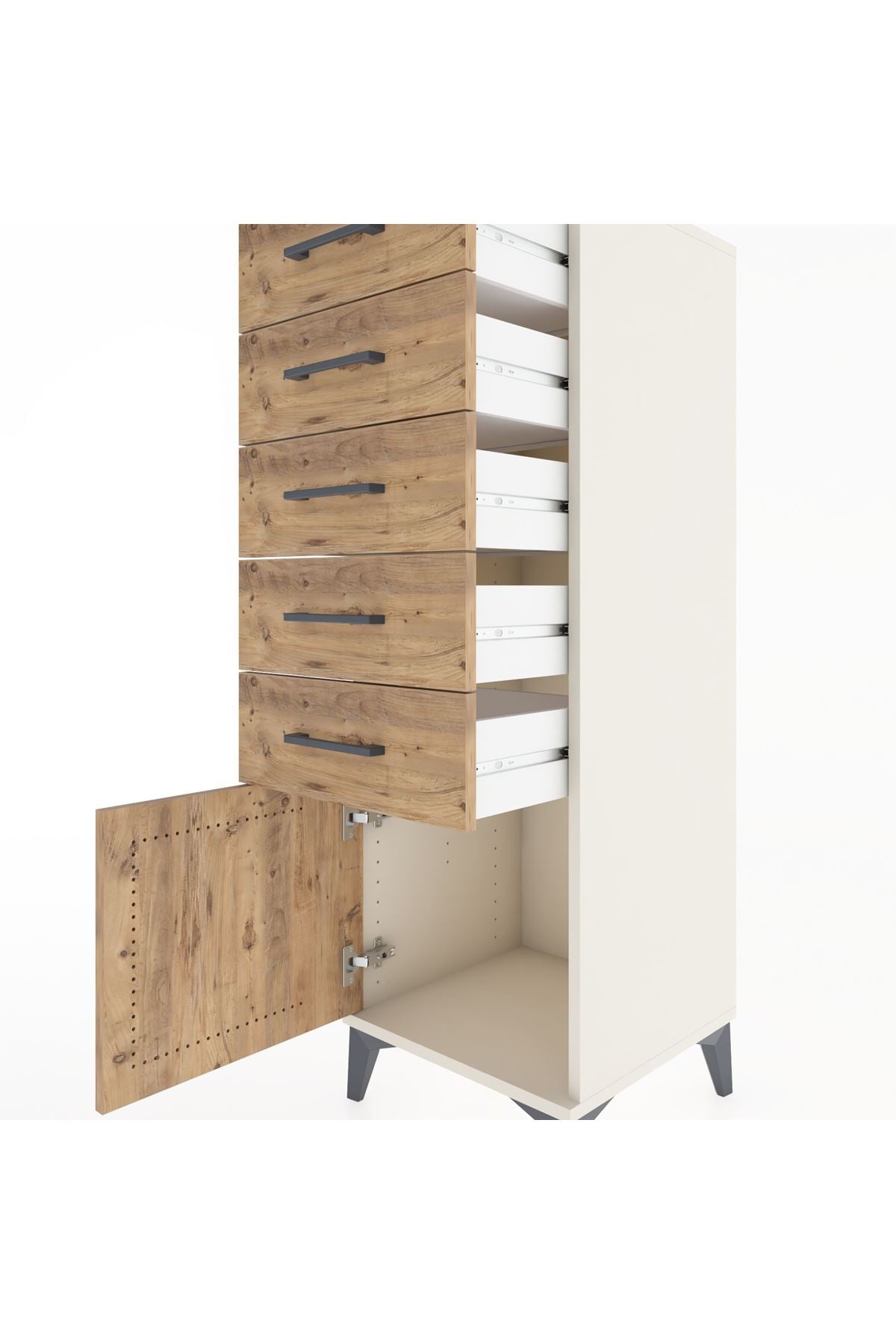 Hyperion Dolap 5 Çekmeceli Tek Kapaklı 44x44x134 - S49M067V3B