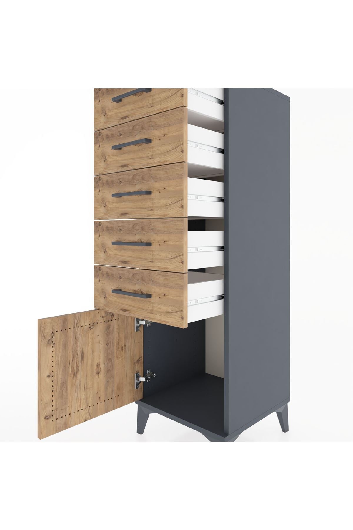 Hyperion Dolap 5 Çekmeceli Tek Kapaklı 44x44x134 - S49M067V6B