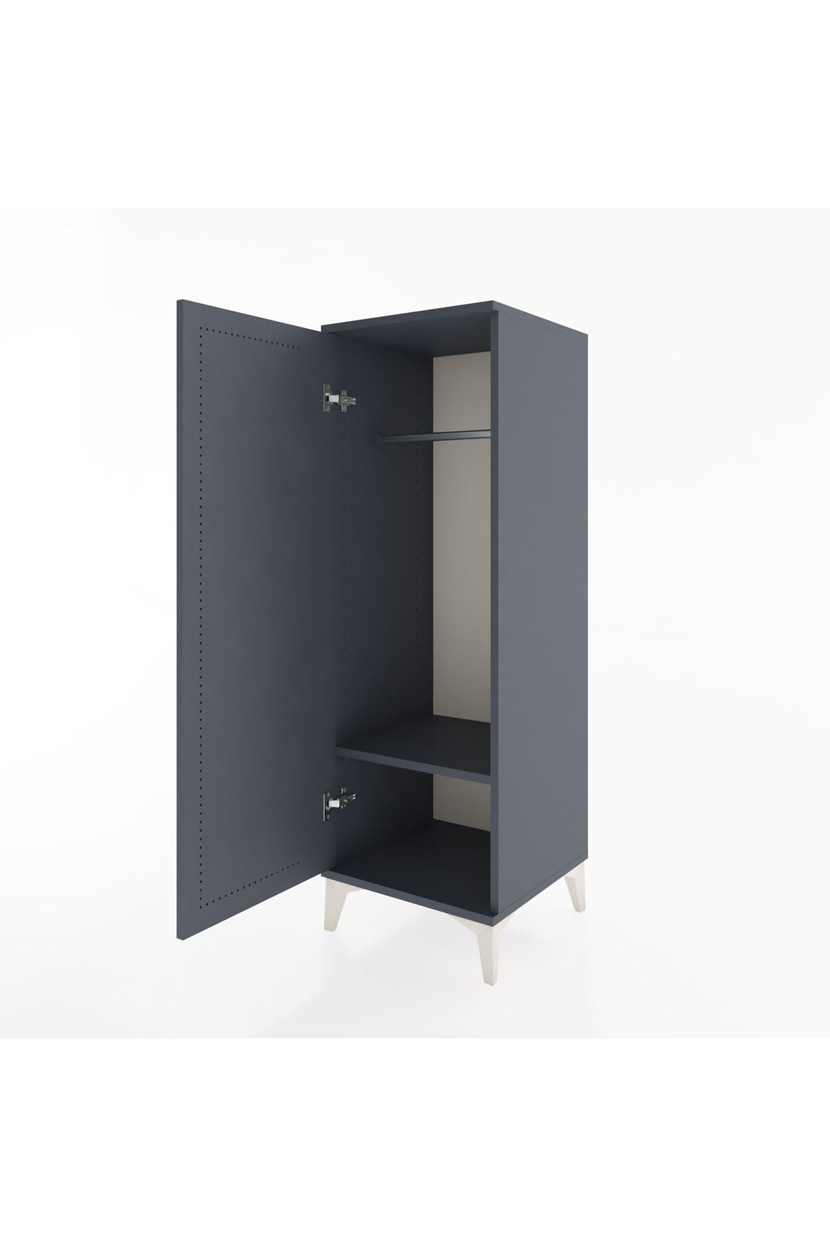 Hyperion Dolap Tek Raflı Tek Kapaklı Tek Askılı 44x44x134 Antrasit-Antrasit