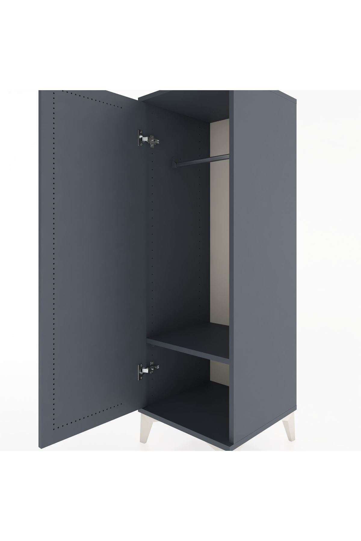 Hyperion Dolap Tek Raflı Tek Kapaklı Tek Askılı 44x44x134 Antrasit-Antrasit