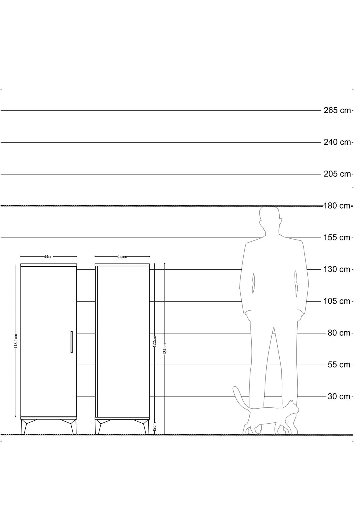 Hyperion Dolap Tek Raflı Tek Kapaklı Tek Askılı 44x44x134 Antrasit-Antrasit