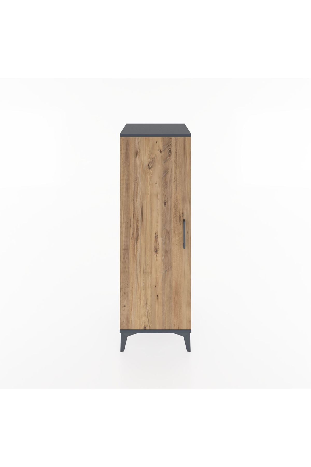 Hyperion Dolap Tek Raflı Tek Kapaklı Tek Askılı 44x44x134 Antrasit-Çam