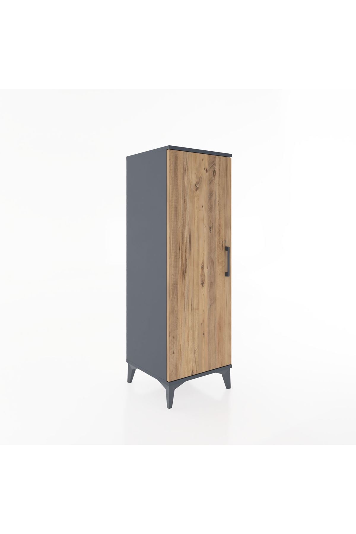 Hyperion Dolap Tek Raflı Tek Kapaklı Tek Askılı 44x44x134 Antrasit-Çam