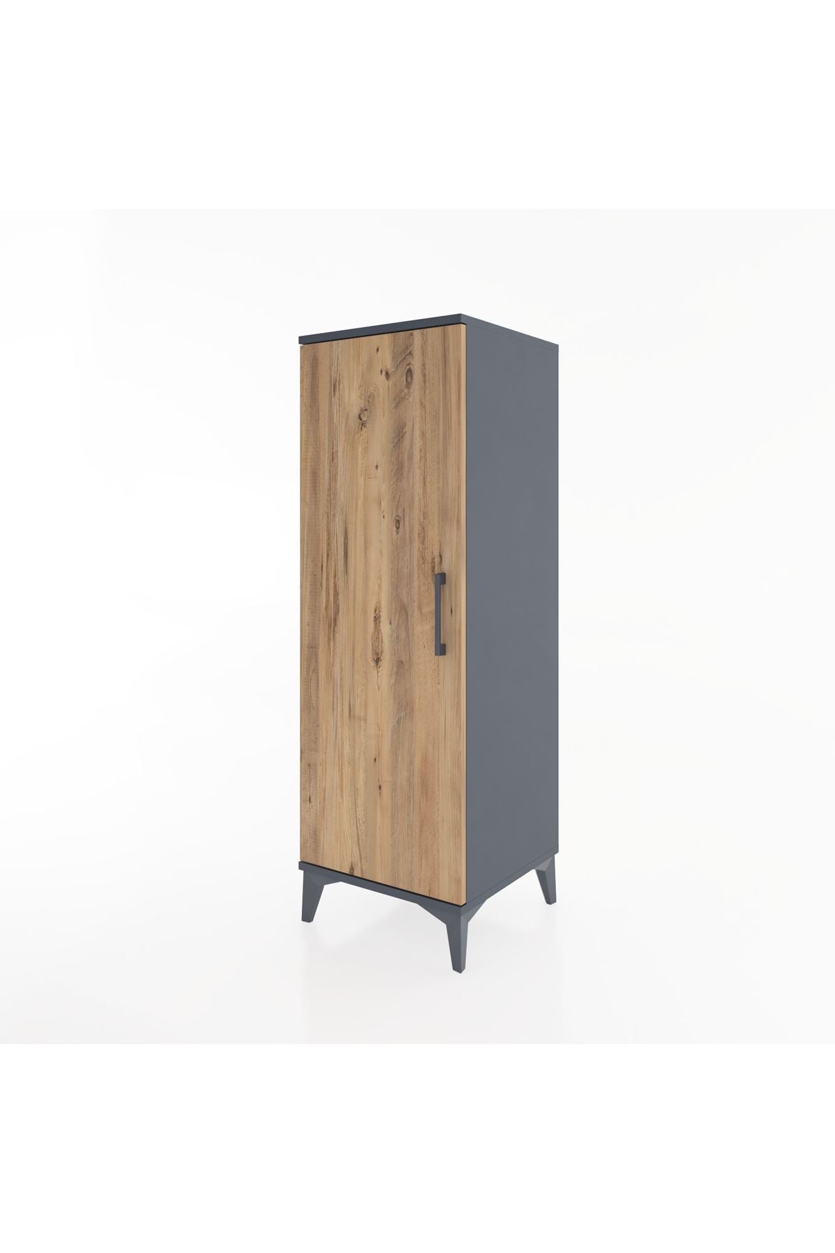 Hyperion Dolap Tek Raflı Tek Kapaklı Tek Askılı 44x44x134 Antrasit-Çam