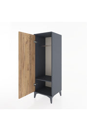 Hyperion Dolap Tek Raflı Tek Kapaklı Tek Askılı 44x44x134 Antrasit-Çam