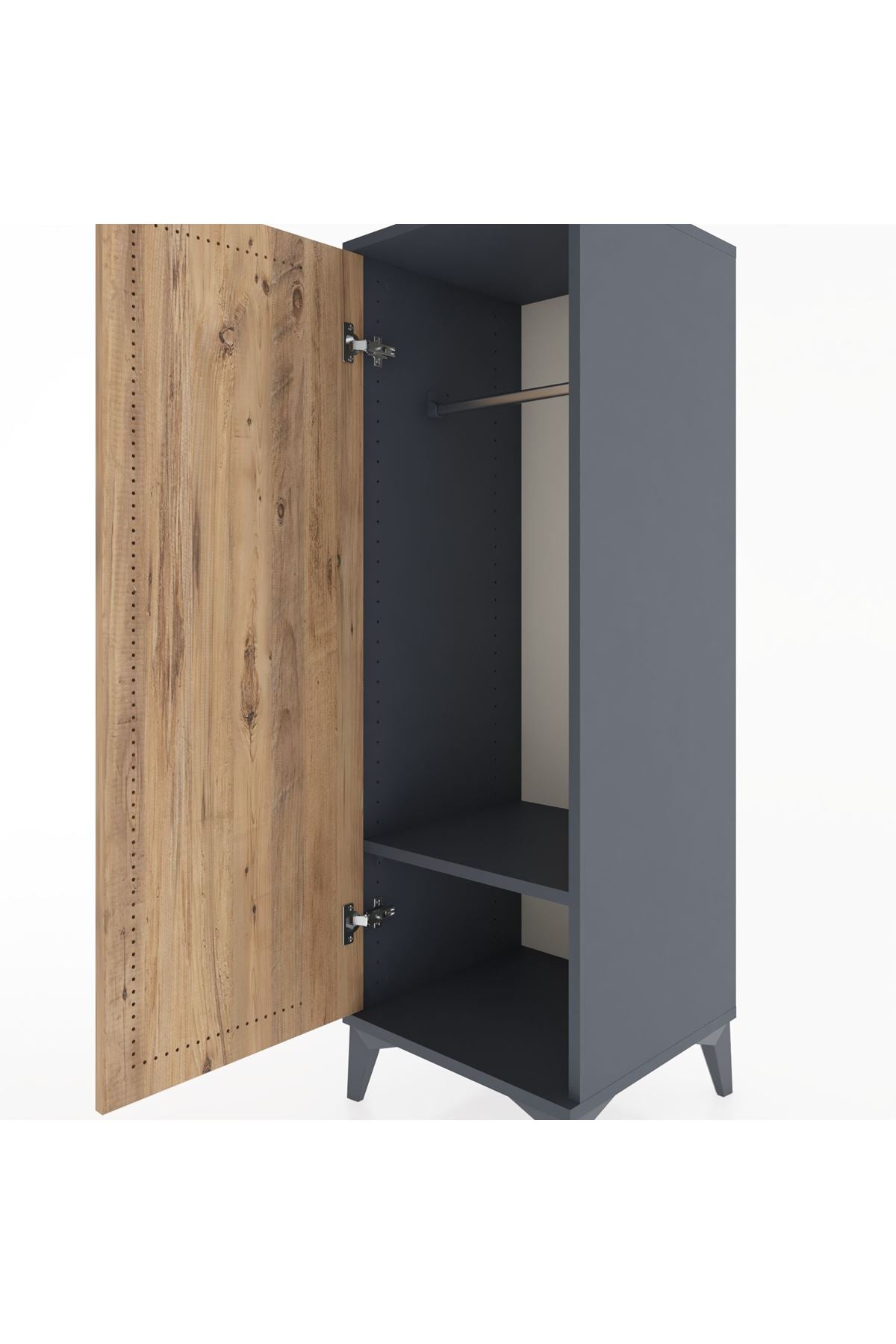Hyperion Dolap Tek Raflı Tek Kapaklı Tek Askılı 44x44x134 Antrasit-Çam