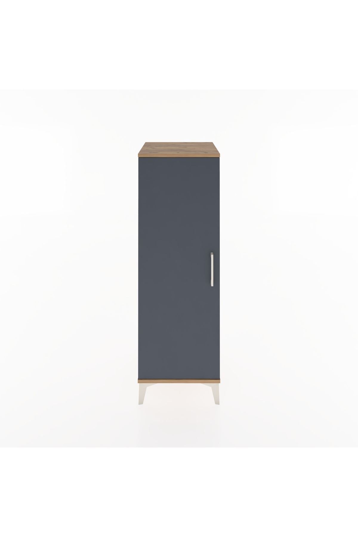 Hyperion Dolap Tek Raflı Tek Kapaklı Tek Askılı 44x44x134 Çam-Antrasit