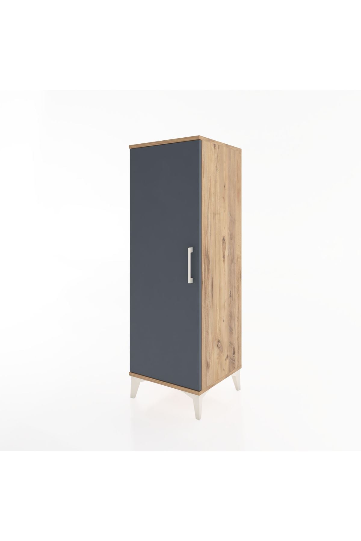 Hyperion Dolap Tek Raflı Tek Kapaklı Tek Askılı 44x44x134 Çam-Antrasit