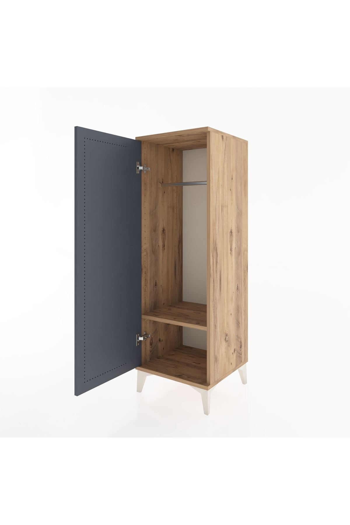 Hyperion Dolap Tek Raflı Tek Kapaklı Tek Askılı 44x44x134 Çam-Antrasit