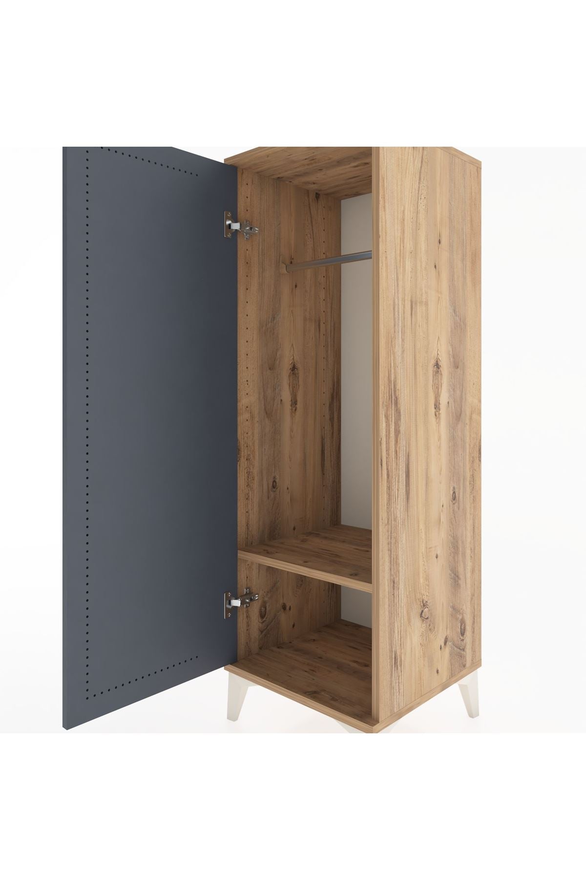 Hyperion Dolap Tek Raflı Tek Kapaklı Tek Askılı 44x44x134 Çam-Antrasit