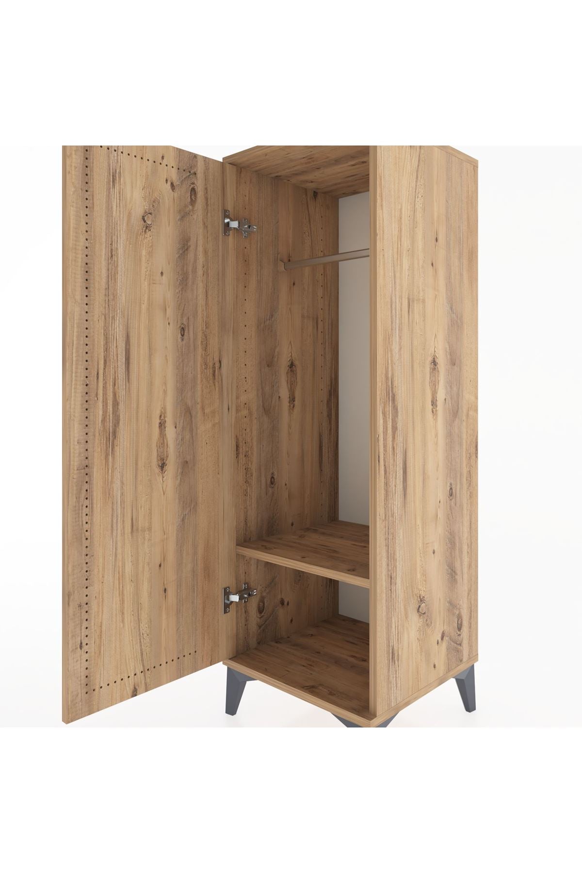 Hyperion Dolap Tek Raflı Tek Kapaklı Tek Askılı 44x44x134 Çam-Çam