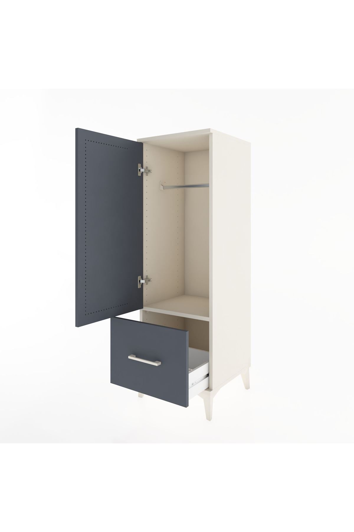 Hyperion Dolap Tek Raflı Tek Çekmeceli Tek Askılı 44x44x134 Aytaşı-Antrasit