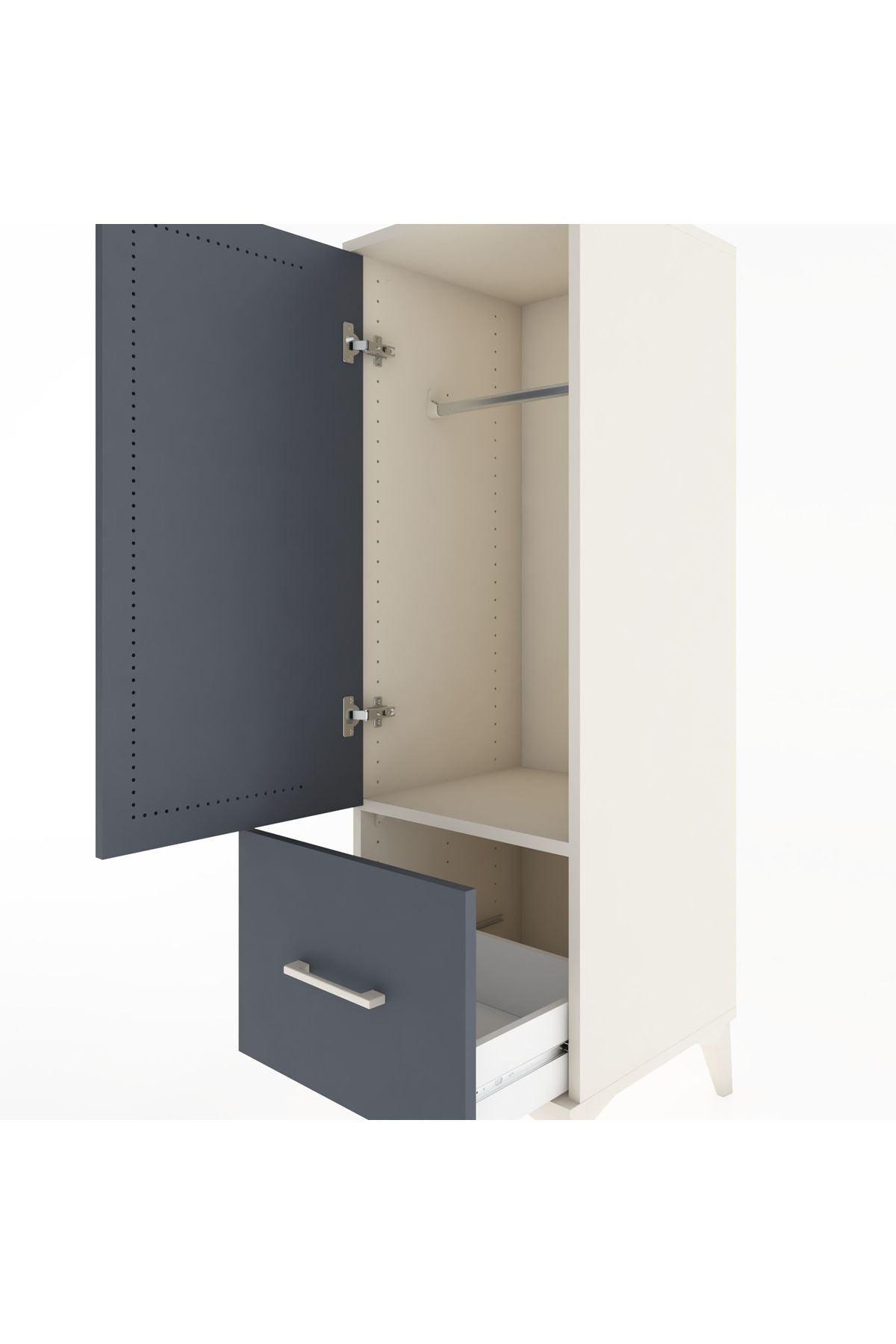 Hyperion Dolap Tek Raflı Tek Çekmeceli Tek Askılı 44x44x134 Aytaşı-Antrasit