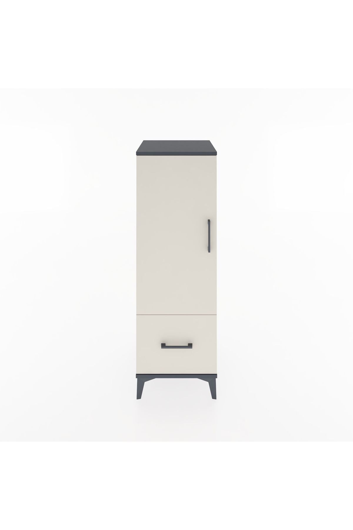 Hyperion Dolap Tek Raflı Tek Çekmeceli Tek Askılı 44x44x134 Antrasit-Aytaşı