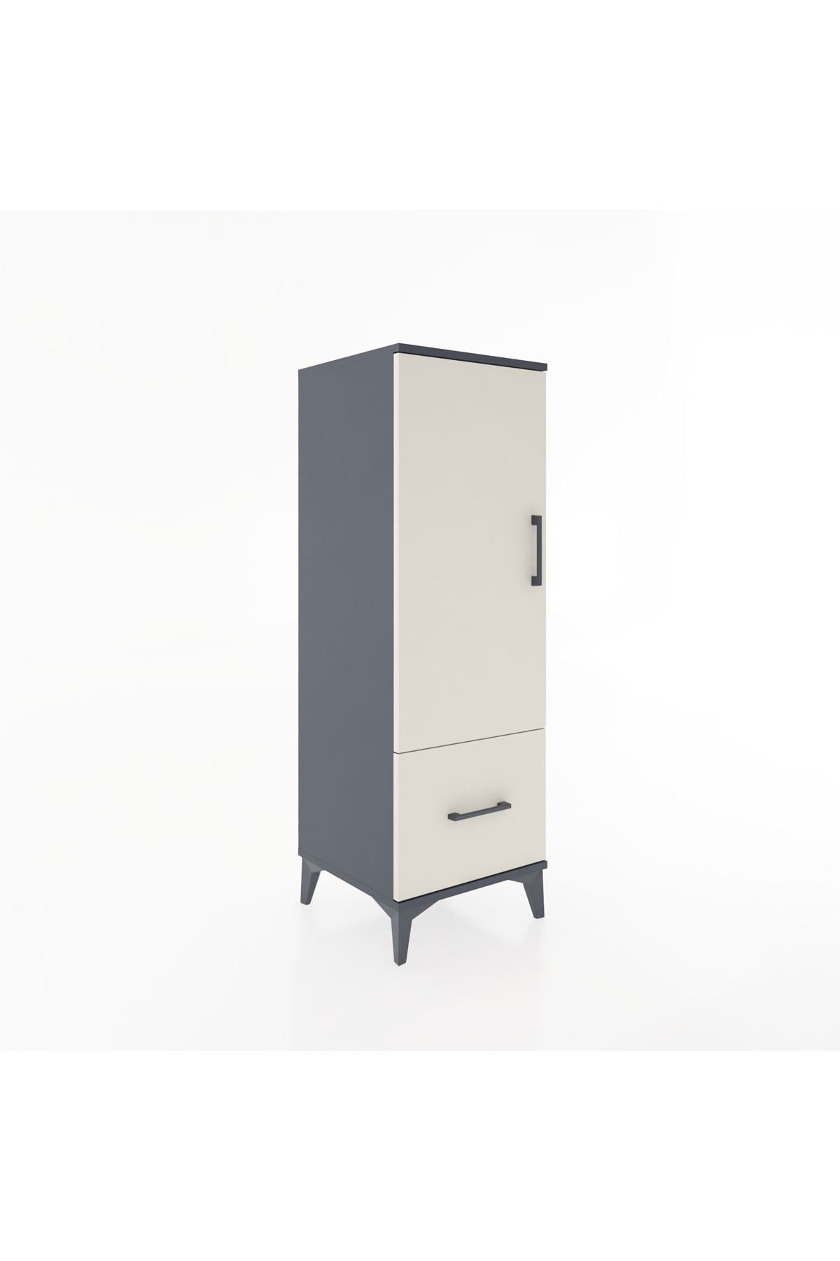 Hyperion Dolap Tek Raflı Tek Çekmeceli Tek Askılı 44x44x134 Antrasit-Aytaşı